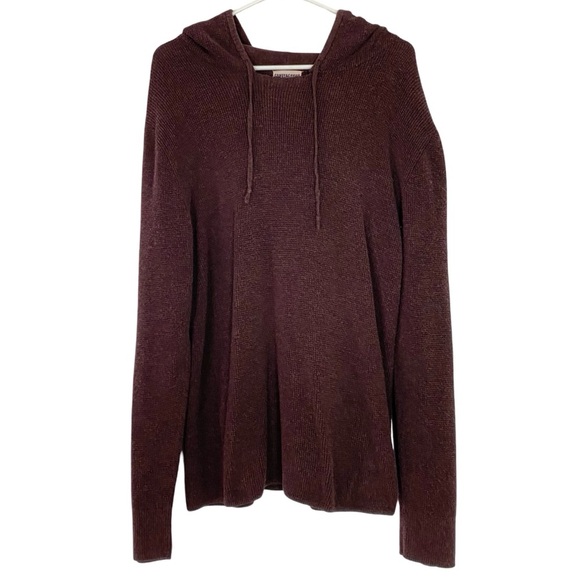 Candy & Caviar Hoodie Sweater Mens Size Large Burgundy Red Waffle Knit Pullover - Picture 1 of 8